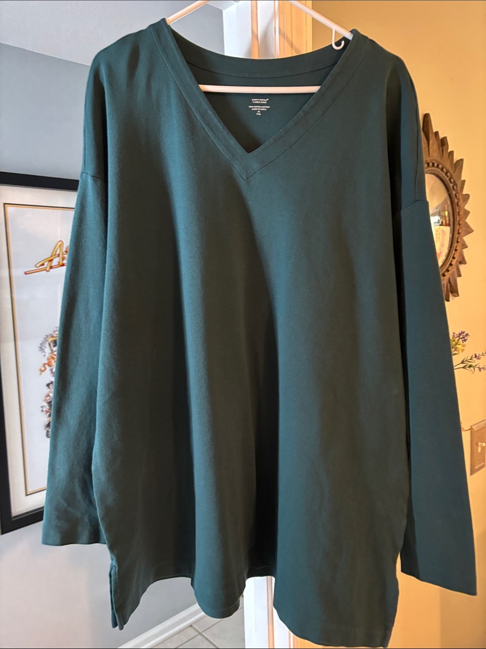 Relaxed V-Neck Tunic Top in Deep Teal